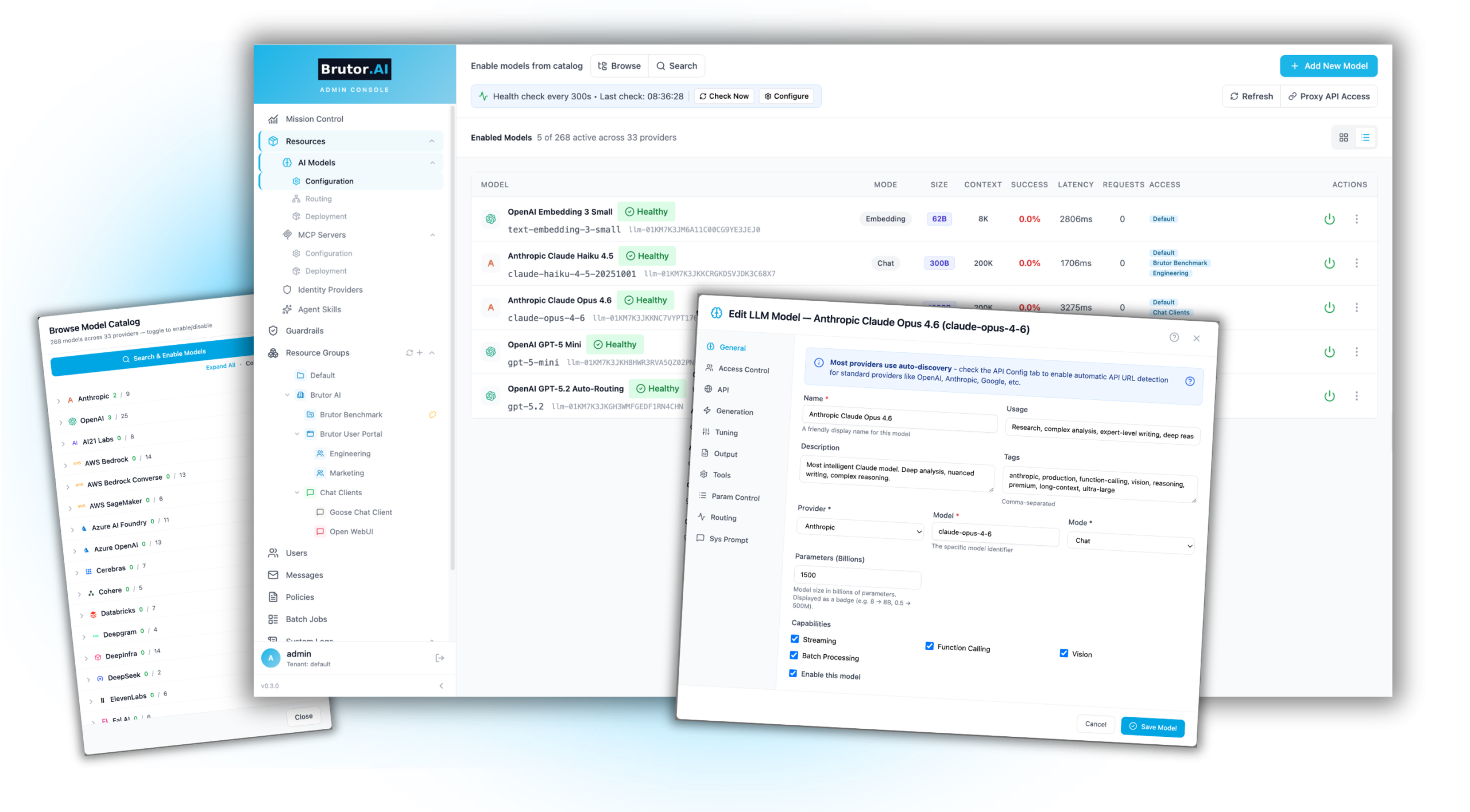 Brutor AI Gateway — LLM model catalog and routing