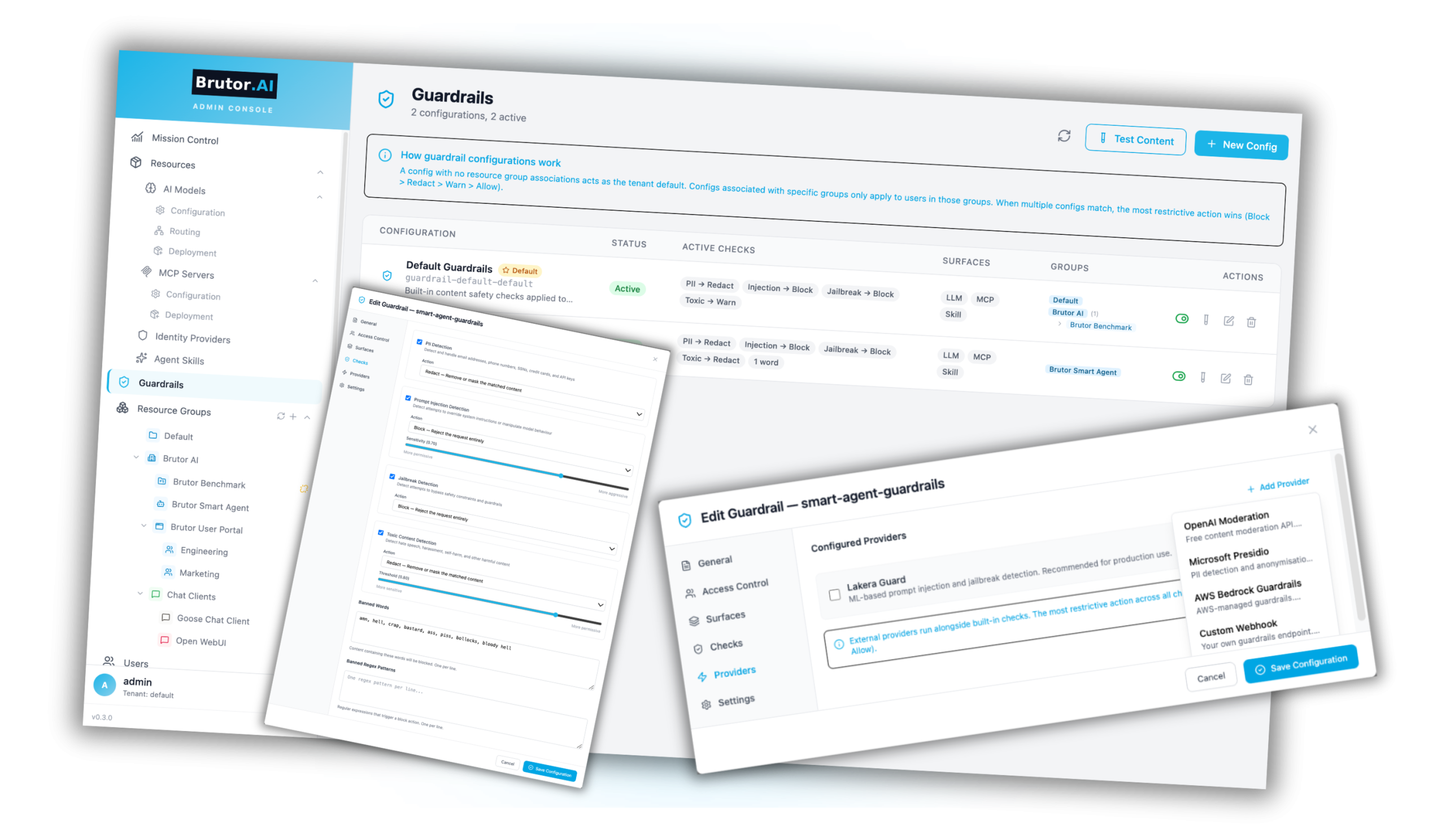 Brutor AI Gateway — Guardrails configuration
