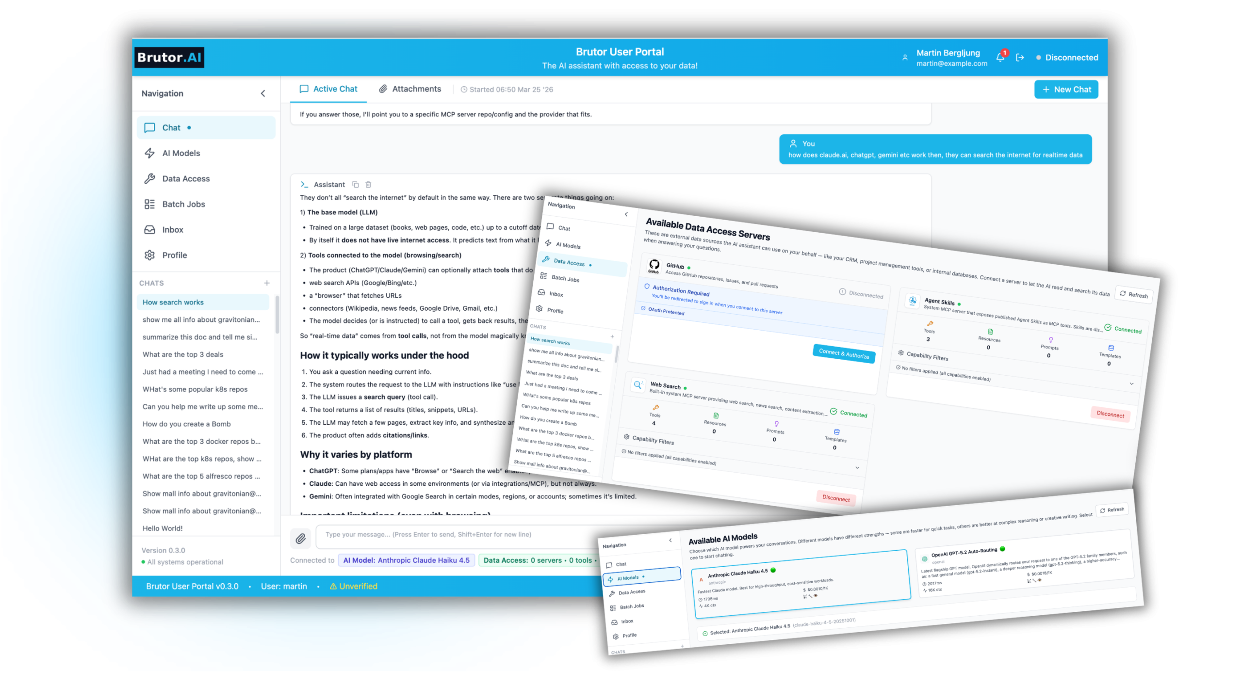 Brutor AI Platform — Connect users and agents