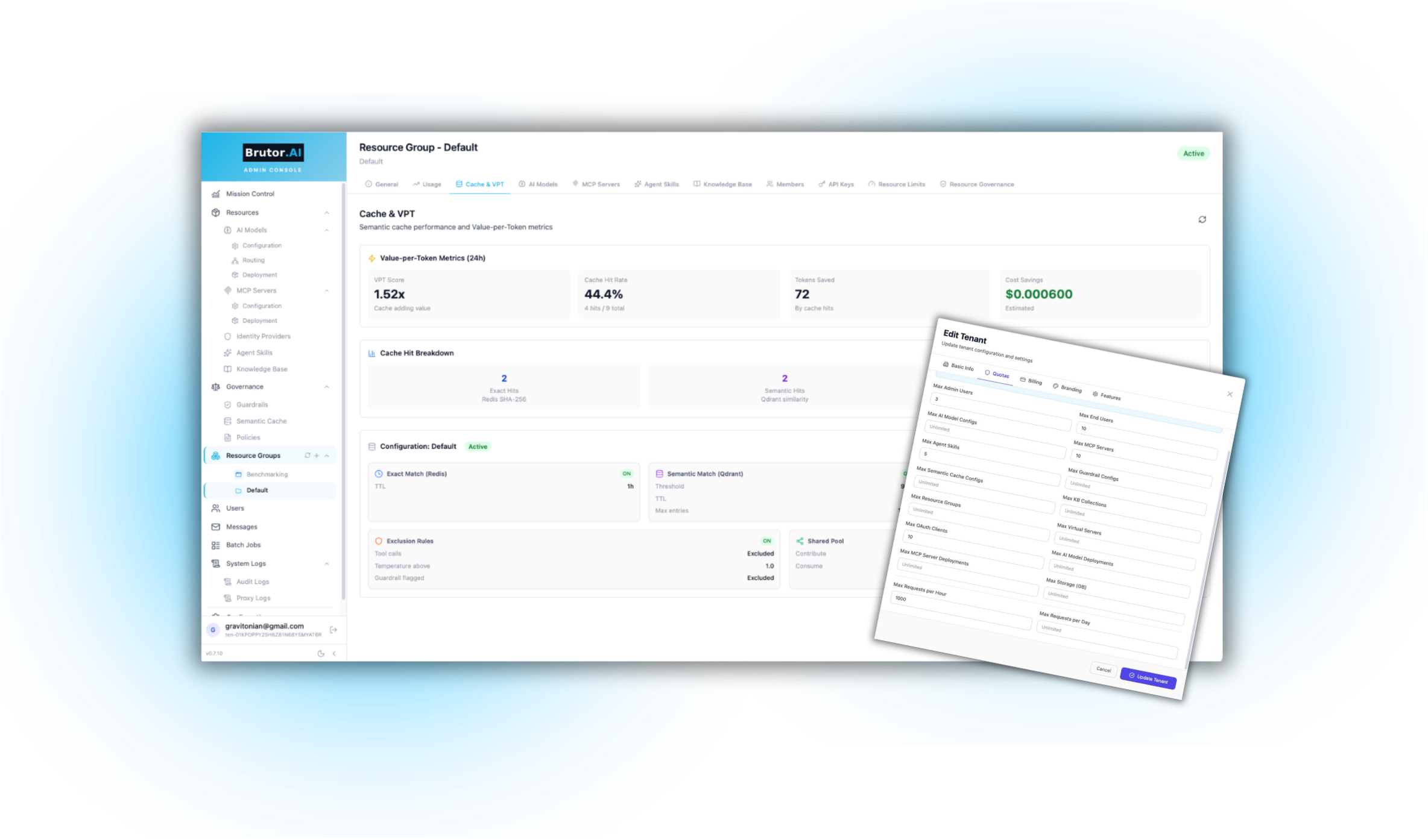 Brutor AI Gateway — Response caching with Redis and Qdrant semantic similarity